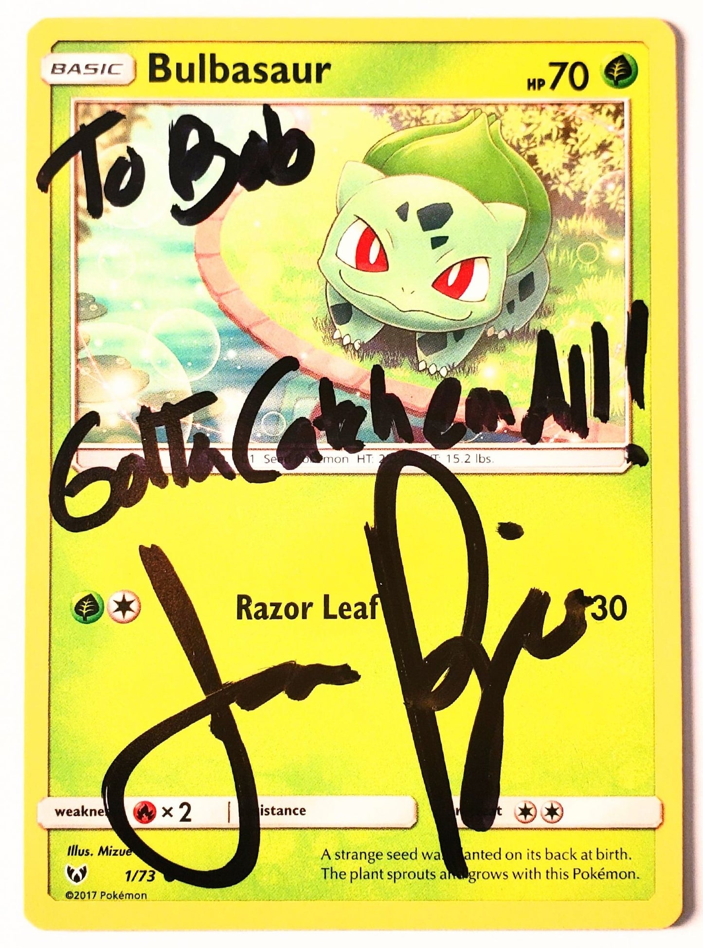 Autographed Bulbasaur Card Limited Supply