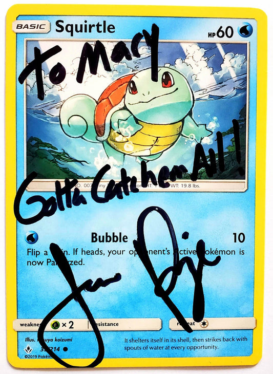 Autographed Squirtle Card Limited Supply