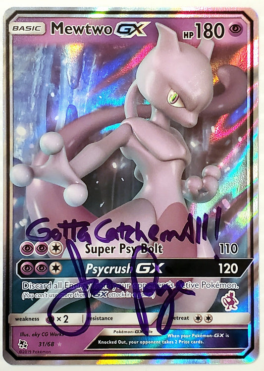 A Autographed Mewtwo GX Holofoil Card - Mint Condition - Limited Supply