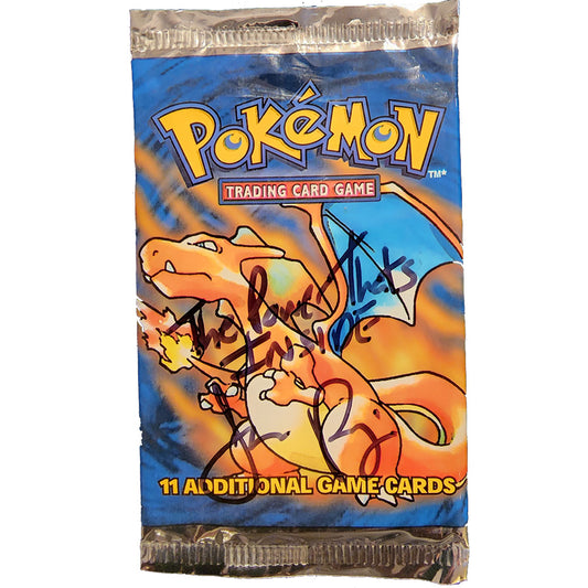 Signed WOTC Base Set Unlimited Wrapper Charizard Empty Pack