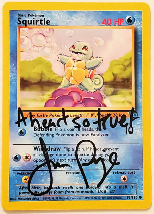 Autographed Vintage 1st Gen Squirtle Card Limited Supply